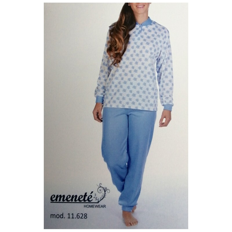 PIJAMA MUJER AZUL 2 BOTONES