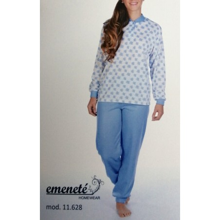 PIJAMA MUJER AZUL 2 BOTONES