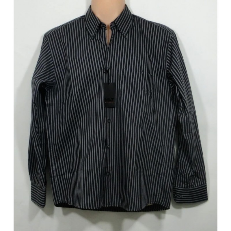 CAMISA GRIS CON RAYAS NEGRAS (103)