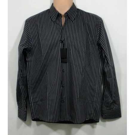 CAMISA GRIS CON RAYAS NEGRAS (103)